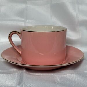 Pink with 24K Gold Trim Teacup and Saucer Set by Indigolife